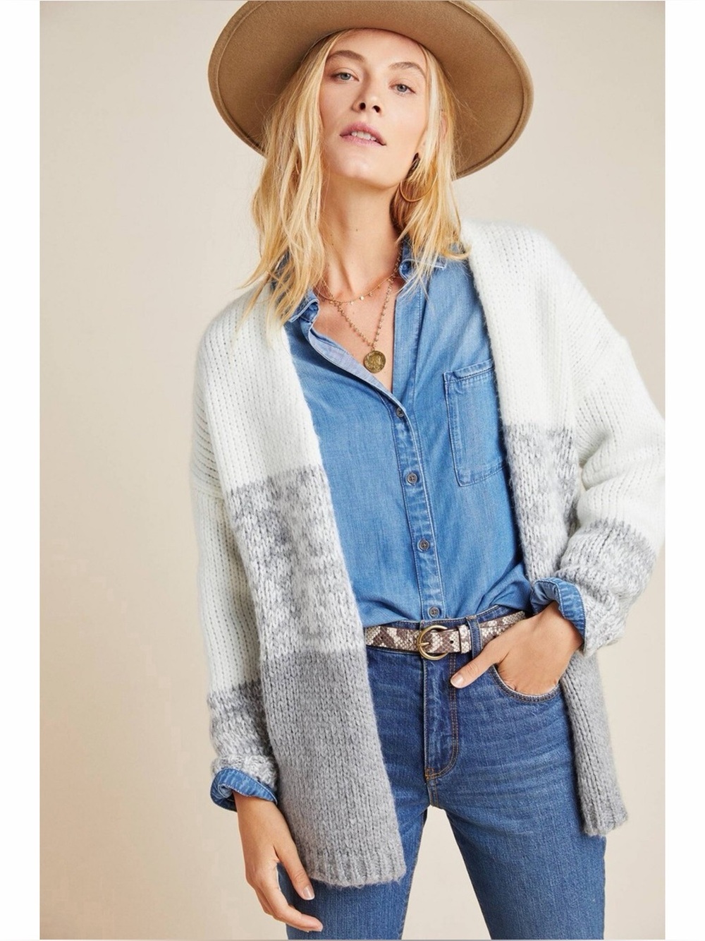 Anthropologie Vera Grey Colorblock Cardigan